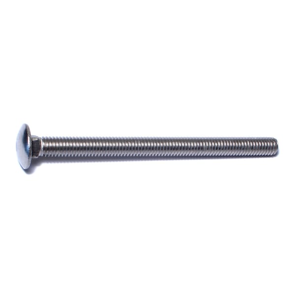 Carriage Bolt, Square Neck, 16 (Coarse), 5 in L, 18-8 Stainless Steel, 3 PK